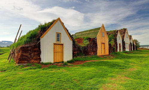 古老的冰岛传统农场格朗伯
