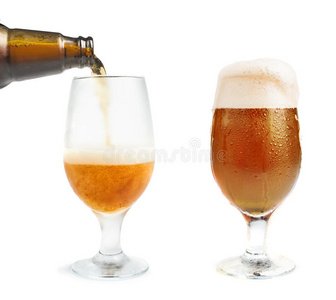 一瓶啤酒和啤酒杯