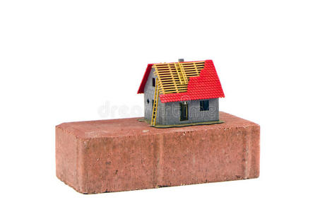 红砖小户型建筑概念隔离图片
