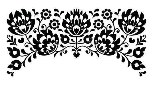波兰花民间刺绣黑白图案