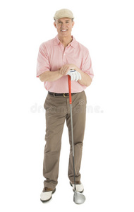 高尔夫球杆自信成熟男人写真