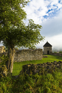 风景 加倍 废墟 公园 石墙 堡垒 历史的 斯洛伐克 古老的