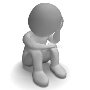 悲伤和不快乐的3d角色有压力照片