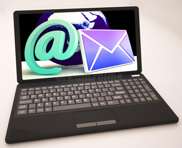 笔记本电脑上的电子邮件标志显示在线邮件