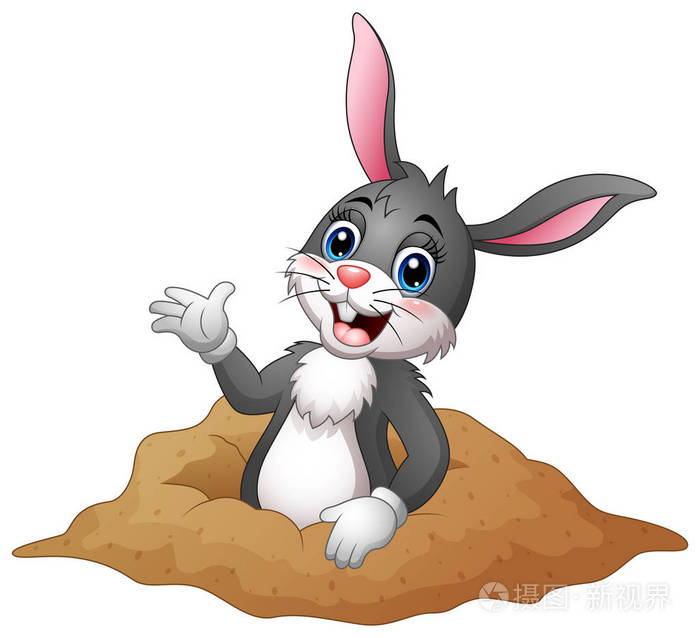 从地洞里的卡通兔子