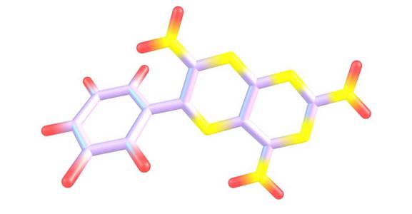 Triamterene 是一种用于治疗高血压和水肿的噻嗪类利尿药。3d 插图