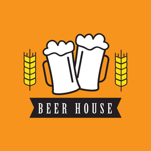 老式啤酒啤酒标志，标志矢量图