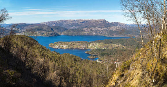 在挪威 Sognefjord 全景图