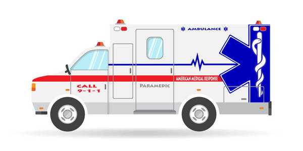 矢量救护车辆插图救护汽车紧急自动图标