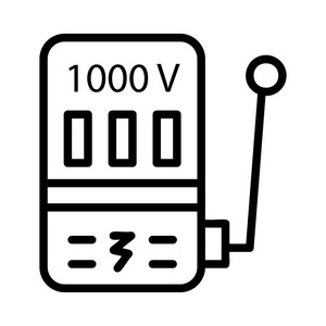 黑色轮廓电压表在白色背景下隔离