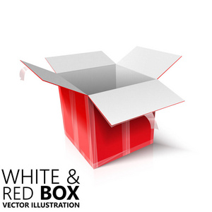 白色和红色打开盒 3d  矢量图，设计元素