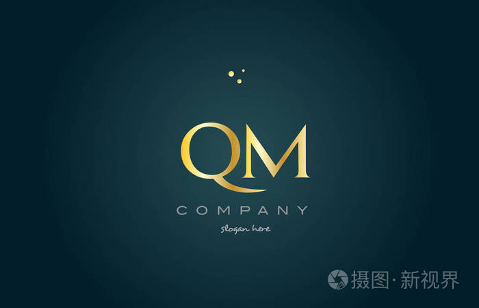 qm q m 金金色豪华字母表字母标志图标模板