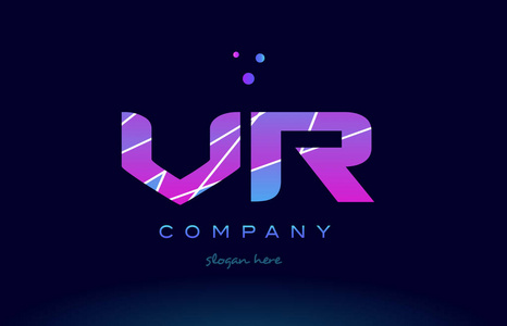 vr v r 彩色蓝色粉红色紫色字母表字母标志图标 vecto