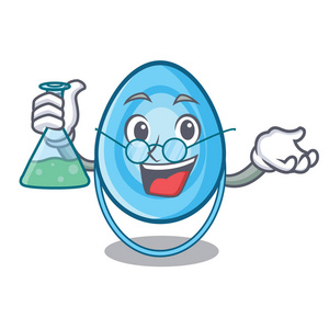 教授氧气面具字符卡通矢量插图照片