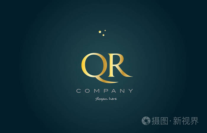 qr q r 金金色豪华字母表字母标志图标模板