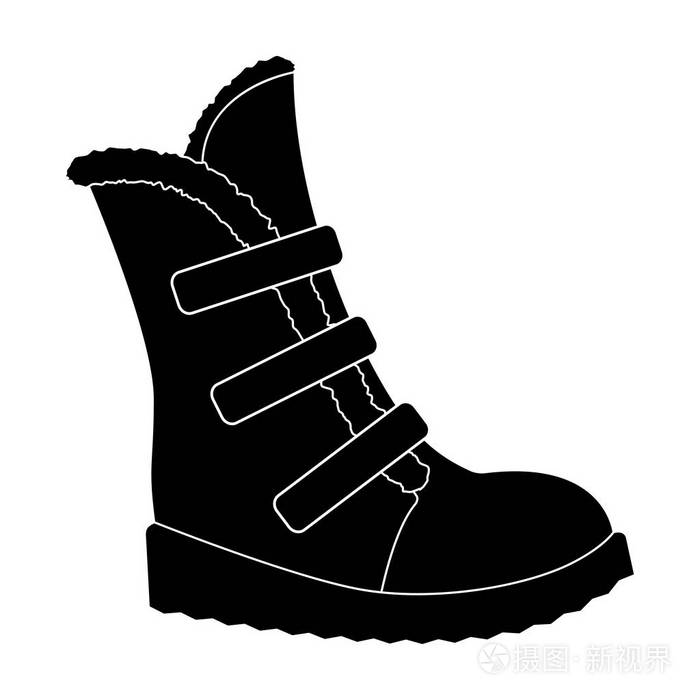 不同的鞋子单中的黑色风格矢量符号股票图图标