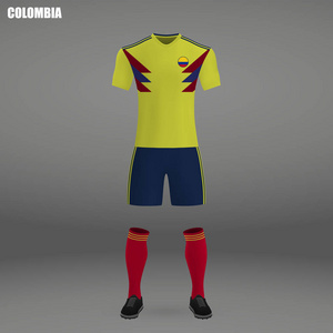 橄榄球套件哥伦比亚 2018, t恤模板为橄榄球球衣。矢量插图