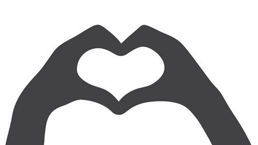 黑色剪影之心之手的手势孤立的矢量图标照片