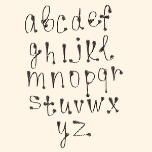 艺术速写程式化的字母表中矢量, 又脏又臭黑墨水字体, 标志.