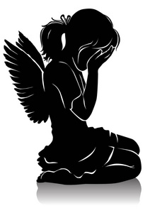 哭泣剪影剪影小哭泣美丽的天使女孩照片