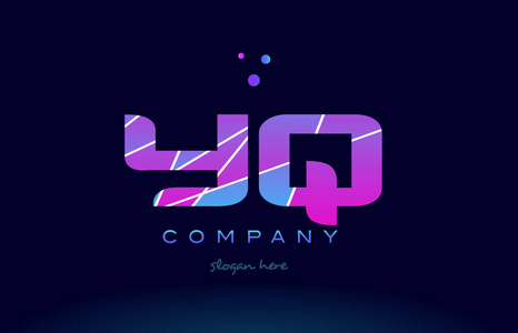 yq y q 彩色蓝色粉红色紫色字母表字母标志图标 vecto照片