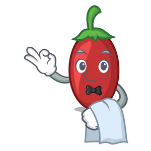 侍者枸杞吉祥物卡通矢量插画照片