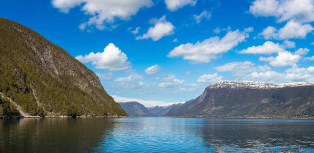 在挪威 Sognefjord 全景图