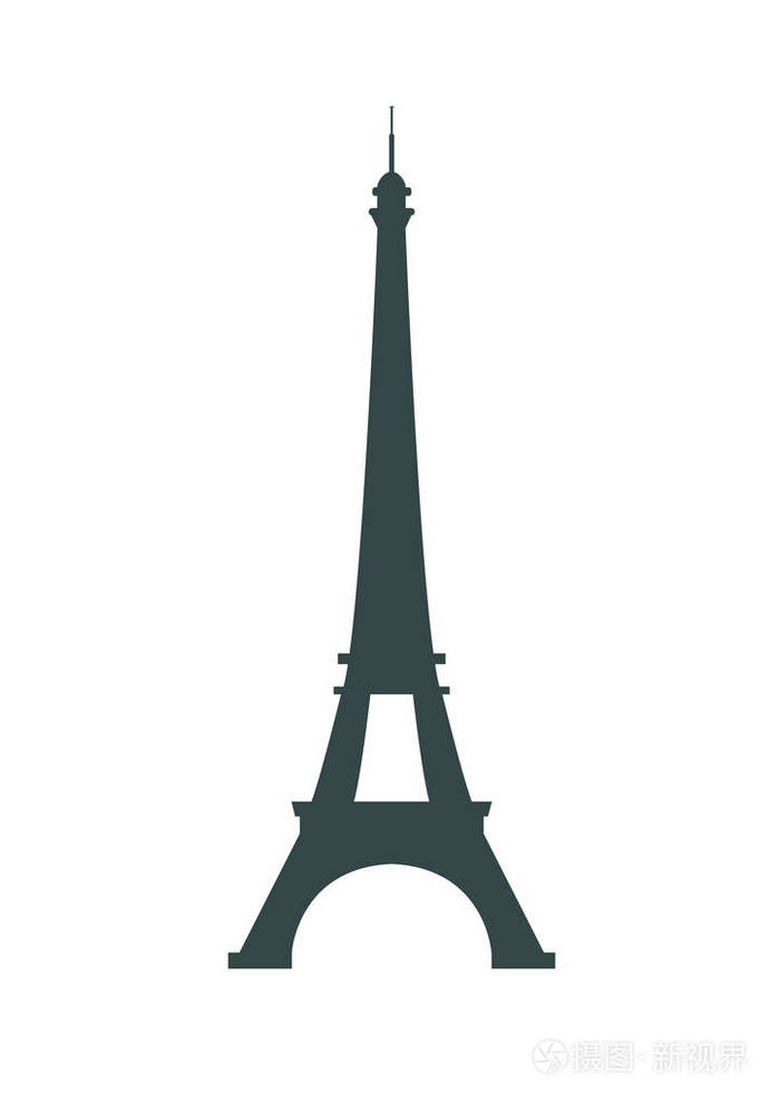 孤立在白色背景上的巴黎法国埃菲尔铁塔矢量图标