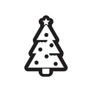 在黑色和白色圣诞树平图标