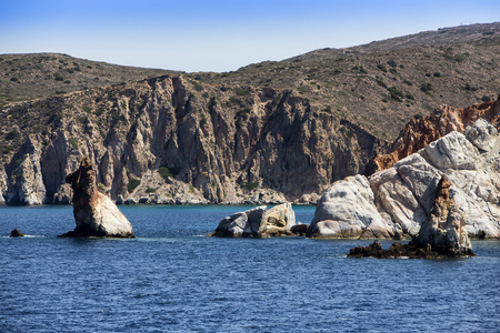 风景如画的海滩的米洛斯岛，希腊基克拉泽斯