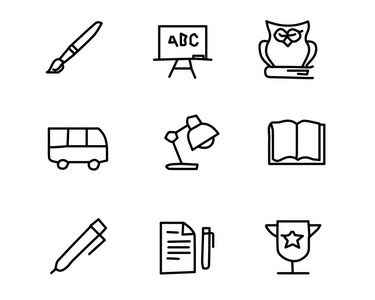 学校手绘图标集设计插图, 手绘风格设计, 设计网站和应用程序