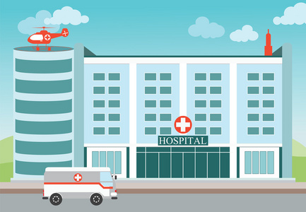 医院建筑与医疗直升机和救护车