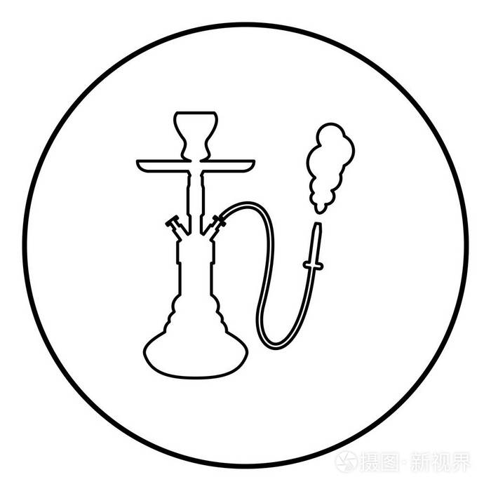 水烟水烟图标黑色圆圈圆形轮廓插画-正版商用图片0p9o2i-摄图新视界
