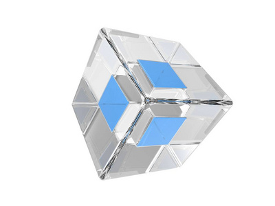 抽象的蓝色立方体玻璃形状