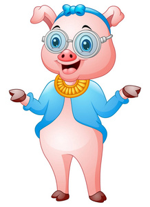 拟人猪可爱的小猪女孩时髦照片