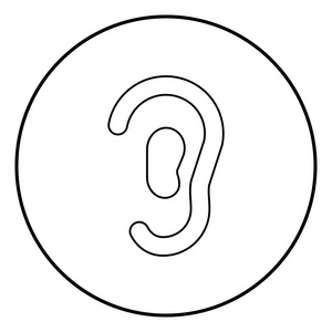 圆圆轮廓上的耳朵图标黑颜色
