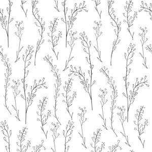 荠菜囊酵母无缝花卉图案, 荠菜花, 牧羊人钱包, 荠菜囊-赤酵母, 整个