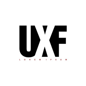 字母 Uxf 标志, 孤立的白色。矢量插图