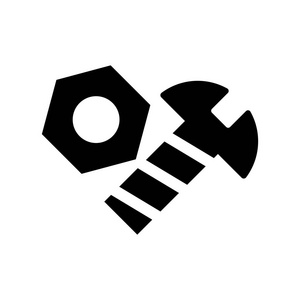 黑色和白色的象形图象形图的螺栓和螺母的图标.