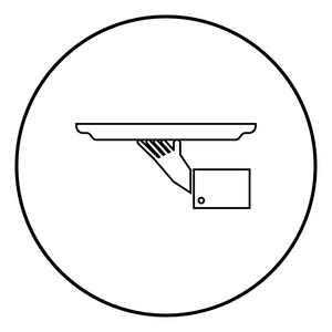 手与托盘图标黑色圆圈圆形轮廓图片