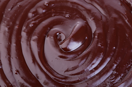 融化巧克力暗流 糖果或巧克力制备特写作为背景