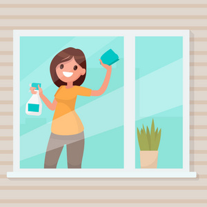 擦窗户图片-擦窗户素材-擦窗户插画-摄图新视界