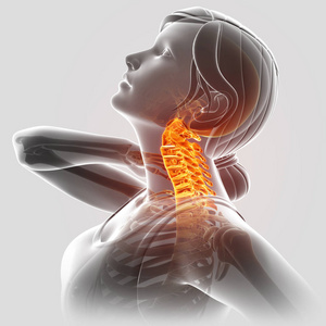 女性感觉颈部疼痛三维图