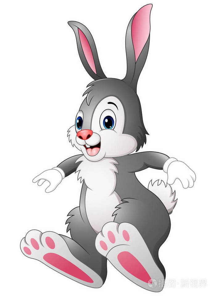 可爱的卡通兔子跳