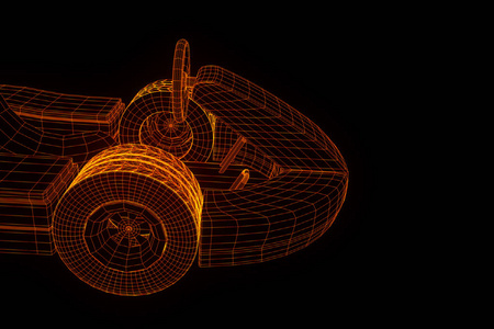 赛车去卡丁车全息线框。漂亮的 3d 渲染