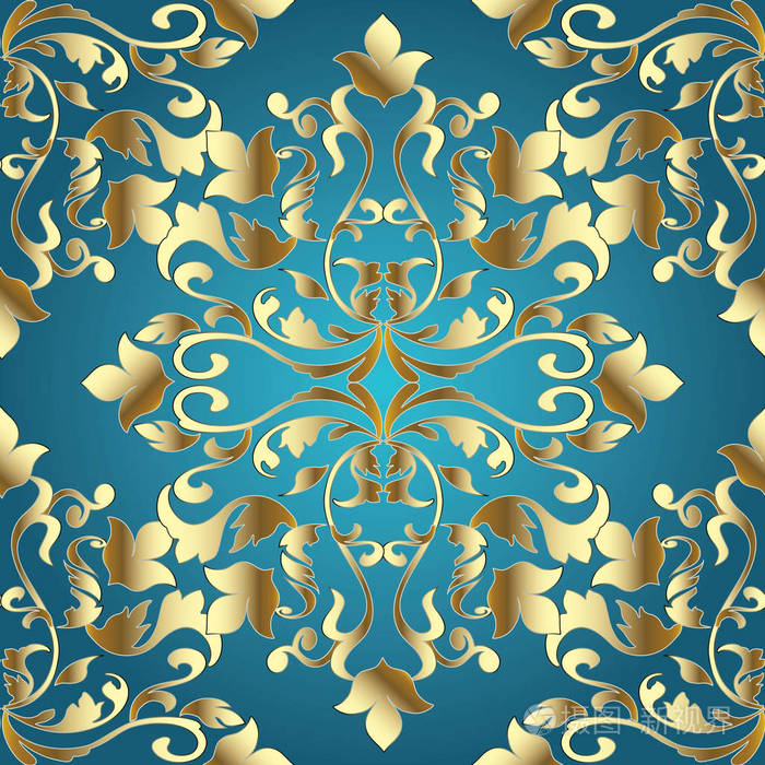 巴洛克式的锦缎无缝图案.