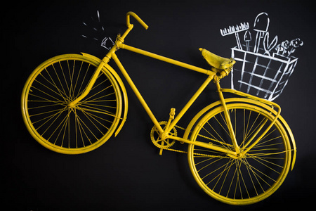 黄色的复古风格自行车