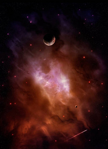 紫色和橙色的空间与行星。由美国国家航空航天局提供的元素