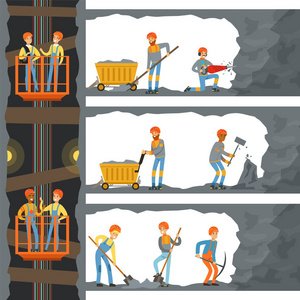 一个在矿场工作的矿工照片