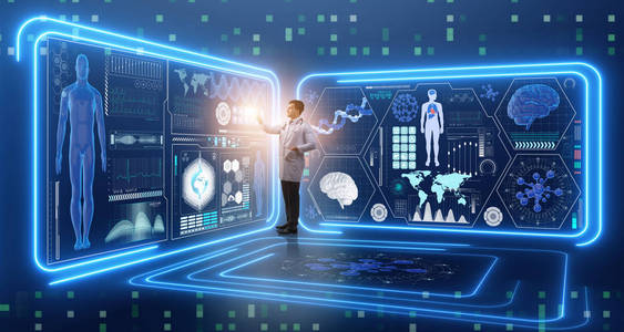 未来医学医疗概念的男医生照片